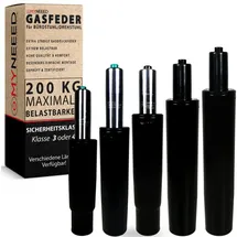 myneeed Bürostuhl - bis 200 kg - Gasdruckdämpfer für Drehstuhl, Chefsessel, Hocker, Schreibtischstuhl - Gasfedersäule Bürostuhl, Gasdruckfeder Gasfeder, Bürostuhlzubehör, TÜV, GS, LGA geprüft