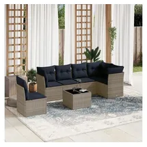 vidaXL Gartensofa-Set 7-tlg. grau Polyrattan