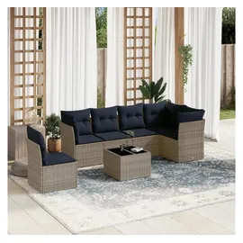 vidaXL Gartensofa-Set 7-tlg. grau Polyrattan