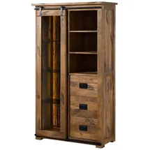 Massivmoebel24 Vitrine Mango 100 x 45 x 175 cm Natur