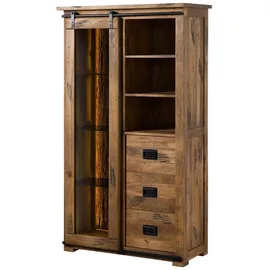 Massivmoebel24 Vitrine Mango 100 x 45 x 175 cm Natur