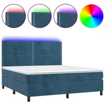 vidaXL Boxspringbett mit Matratze & LED Dunkelblau 180x200 cm Samt