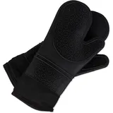 Relaxdays Ofenhandschuhe Silikon, schwarz