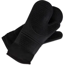 Relaxdays Ofenhandschuhe Silikon, schwarz