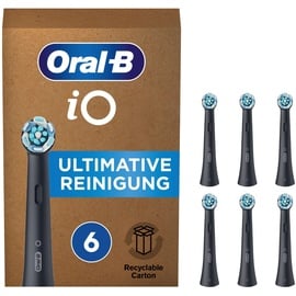 Oral B Oral-B iO Ultimative Reinigung Aufsteckbürsten, Briefkastenfähige Verpackung, 6 Stück, schwarz