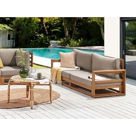 Beliani TIMOR Gartensofa 2-Sitzer braun/grau/beige