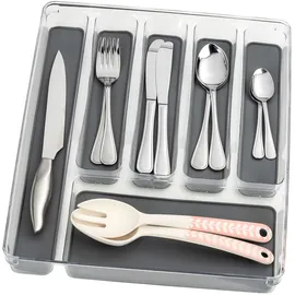 Wenko Besteckkasten 6 Fächer Kunststoff grau/transparent