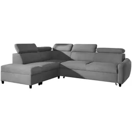 ax living Ecksofa mit Schlaffunktion Grau Olettio L-Form 265cm L - Grau