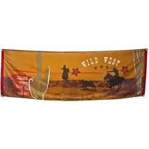 Boland 54310 - Banner Wild West, 1 Stück, Größe 220 x 74 cm, Saloon, Wilder Westen, Cowboy, Indianer, Wanddekoration, Dekoration, Mottoparty, Geburtstag, Karneval, Girlande