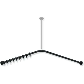 Hewi System 900 Vorhangstange 900.34.10160DC 887 x 887 mm, 18 Vorhangringe, Edelstahl pulverbeschichtet schwarz tiefmatt