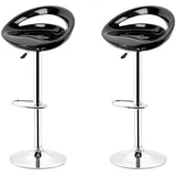 JEOBEST Barhocker Barstuhl Küche Hohe Barhocker aus ABS-Kunststoff Küchenstühle (2er Set), Höhenverstellbar Drehbar mit Abgerundeter Rückenlehne und Chromsockel schwarz