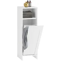 SoBuy Wäscheschrank mit Ausklappbarem Wäschesack Wäschesammler Weiß BZR161-W