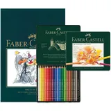 Faber-Castell A4 Skizzenblock & Dose mit 24 Polychromos Künstler-Buntstiften – Kunst-Set für Malbücher für Erwachsene, Bastelbedarf, Zeichnen, Skizzieren, lichtechte Bleistifte, Schulen, Zuhause,