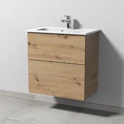 Sanipa 3way Waschtischunterbau für Keramik-Waschtisch ME by Starck 63 cm, 2 Auszüge mit Push to open, geringere Tiefe, Badmöbel,