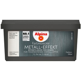 Alpina Farbrezepte METALL-EFFEKT Silber 1 l Metallic-Wandfarbe für faszinierende Metall-Optik