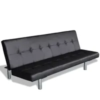 vidaXL Schlafcouch Kunstleder 2-Sitzer Schwarz