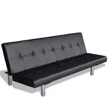 vidaXL Schlafcouch Kunstleder 2-Sitzer Schwarz