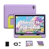 Yicty Kinder Tablet|Upgraded Android 14 Tablet 10 Zoll für Kinder mit Schutzhülle|Octa-Core|8+64GB 1TF Karte erweiterbar|Dual Kamera|Kindersicherung|Vorintallierte KIDOZ|Großes Geschenk für Kleinkind