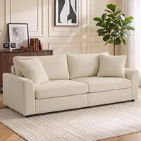 Homcom Couch Polyester 3-Sitzer Creme