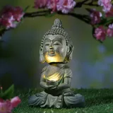 MARELIDA LED Solar Buddha Wackelfigur Gartenfigur H: 19cm Lichtsensor