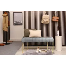 Kayoom Sitzbank KAYOOM "Rarity 225, Edler Touch durch goldenes Gestell", grau, B:100cm H:48cm T:47cm, Bezug: 100% Polyester (Samt) Gestell: Edelstahl, Sitzbänke, Sitzbank, eckig, samtweich, gesteppt, mit Zierknöpfen, Edelstahlgestell