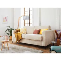 Lisa Design Owen - 3-Sitzer Sofa Schlaffunktion - tägliches Schlafen - 12 cm Matratze - aus Cordstoff Beige