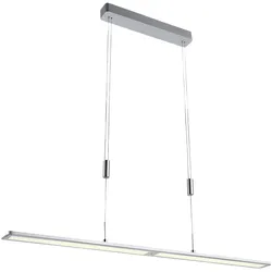 LED Pendelleuchte, aluminiumfarben, höhenverstellbar, dimmbar, modern