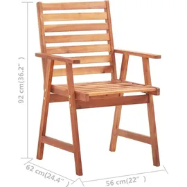 vidaXL Garten-Set Massivholz Akazie 3057846 5-tlg. Tisch 206 x 100 x 74 cm natur