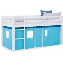 Homestyle4u Hochbett 90 x 200 cm Kiefer massiv lackiert blau