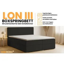 dein schlaf 24 BOXBETT LON III 200/200 in Cord Schwarz H3 - Schwarz
