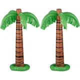 Relaxdays aufblasbare Palme, 2er Set, Dunkelbraun,Dunkelgrün,Hellbraun
