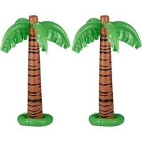 Relaxdays Aufblasbare Palme 2er Set grün-braun