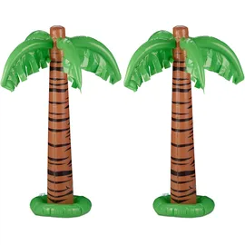 Relaxdays Aufblasbare Palme 2er Set grün-braun