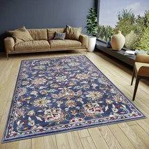 HANSE HOME Caracci blau, B:200cm H:8mm L:280cm, Jute, Polyester, Polypropylen (PP), Teppiche, Teppich, Läufer, Orientalisch, Kurzflor, Wohnzimmer, Schlafzimmer, Esszimmer,