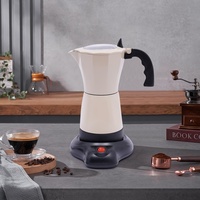 AOAPUMM Espressomaschine Elektrische Kaffeemaschine Kaffeekanne Camping Mokkakanne 6 Tassen Kaffee (300ml) Macht echten italienischen Kaffee (Beige)