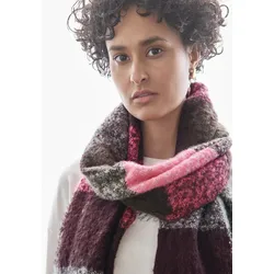 Schal STREET ONE, Damen, Gr. One size, braun (berry braun), Stoff, 100% Polyester, kariert, casual, Modetücher, mit Fransenkante