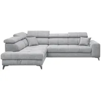 Ed exciting design Ecksofa, Hellgrau, Textil, 4-Sitzer, Ottomane links,L-Form,