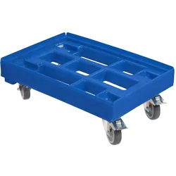 Hygiene Transportroller für Kisten 60 x 40 cm mit 2 Bremsen in blau
