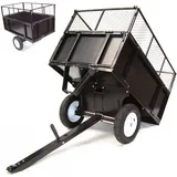 Kippanhänger 300kg AUFSITZMÄHER RASENTRAKTOR KIPPBAR ATV QUAD Hänger Anhänger - Schwarz