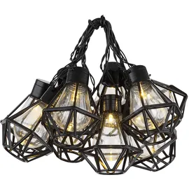ETC Shop LED Lichterkette Außenleuchte Gartenlampe Terrasse Laterne Käfig Dekoration schwarz, Kunststoff, LED warmweiß, L 230 cm