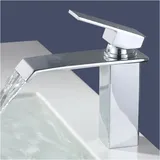 Homelody - Waschtischarmatur Wasserfall Wasserhahn Bad chrom Kaltes und Heißes Badarmatur Wasserhahn Waschbecken für Badezimmer Einhebelmischer