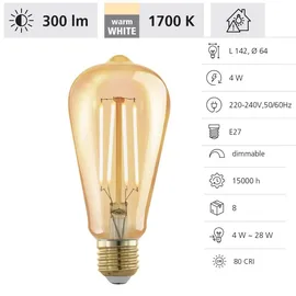 EGLO LED-Birne ST64 4W E27 300 lm warmweiß