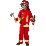 PARTY DISCOUNT NEU Kinder-Kostüm Feuerwehr, zweiteiliges Feuerwehrkostüm, rot, Gr. 104