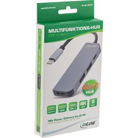 InLine Multifunktions-Hub, 2x USB-A 3.0, HDMI, PD 87W, USB-C 3.0 [Stecker] (33271H)