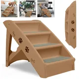 YARDIN Hundetreppe für kleine Hunde Klappbar Katzentreppe aus PP-Kunststoff mit Rutschfesten Stufen Haustiertreppe Hunderampe-Sofa Maximale Belastung 75 kg, 49×39×61cm(Braun)