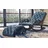 JV Möbel Schaukelstuhl Chesterfield Leder 120 x 110 x 65 cm Blau mit Hocker