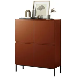 Selsey Highboard 100 x 122 cm Ziegelrot / Schwarz