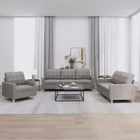 Iiaky Sofa Set 3 2 1 Wohnzimmer Sofagarnitur 3-2-1Couchgarnitur Wohnzimmer Set StoffSofa-Taupe-Mit Kissen