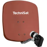 TechniSat DIGIDISH 45 – Satelliten-Schüssel für 4 Teilnehmer (45 cm kleine Sat Anlage - Komplettset mit Wandhalterung, Quattro-Switch-LNB und An-Rohr-Fitting) rot