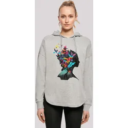 Kapuzenpullover F4NT4STIC "Schmetterling Silhouette OVERSIZE HOODIE", Damen, Gr. L, grau, Obermaterial: 100% Baumwolle, casual, oversize, Langarm, Pullover, Print